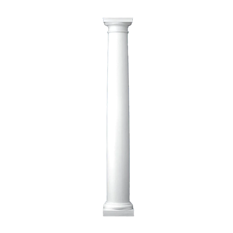 8 Inch Diameter Round Fiberglass Column - Tapered, Plain - Tuscan Capital and Base