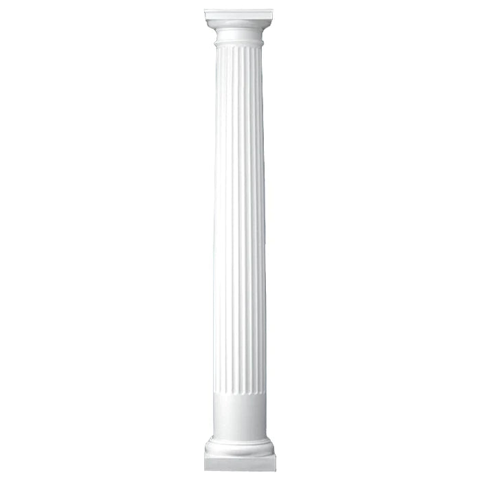 12 Inch Diameter Round Fiberglass Column - Tapered, Fluted - WorthingtonCast™ - Tuscan Capital and Base