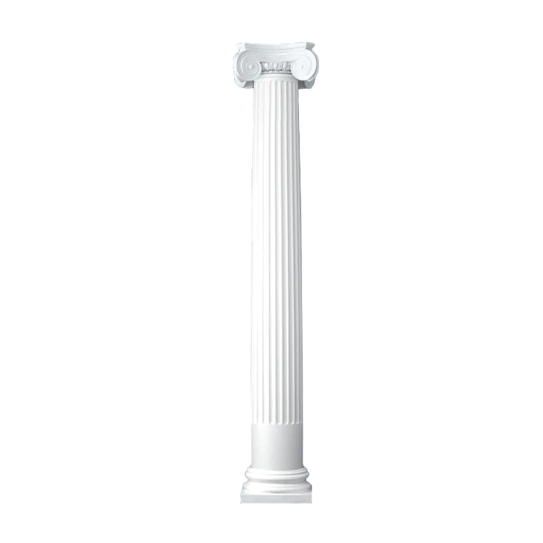 10 Inch Diameter Round Fiberglass Column - Tapered, Fluted - Greek Angular Ionic Capital and Tuscan Base
