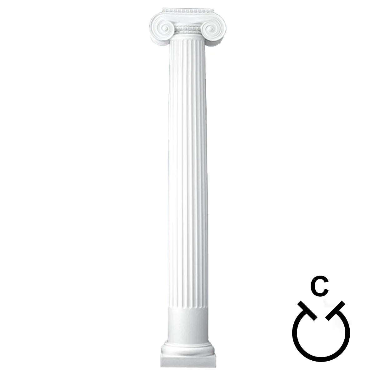 20 Inch Diameter Round Fiberglass Column - Tapered, Fluted - WorthingtonCast™ - Greek Erechtheum Capital and Tuscan Base