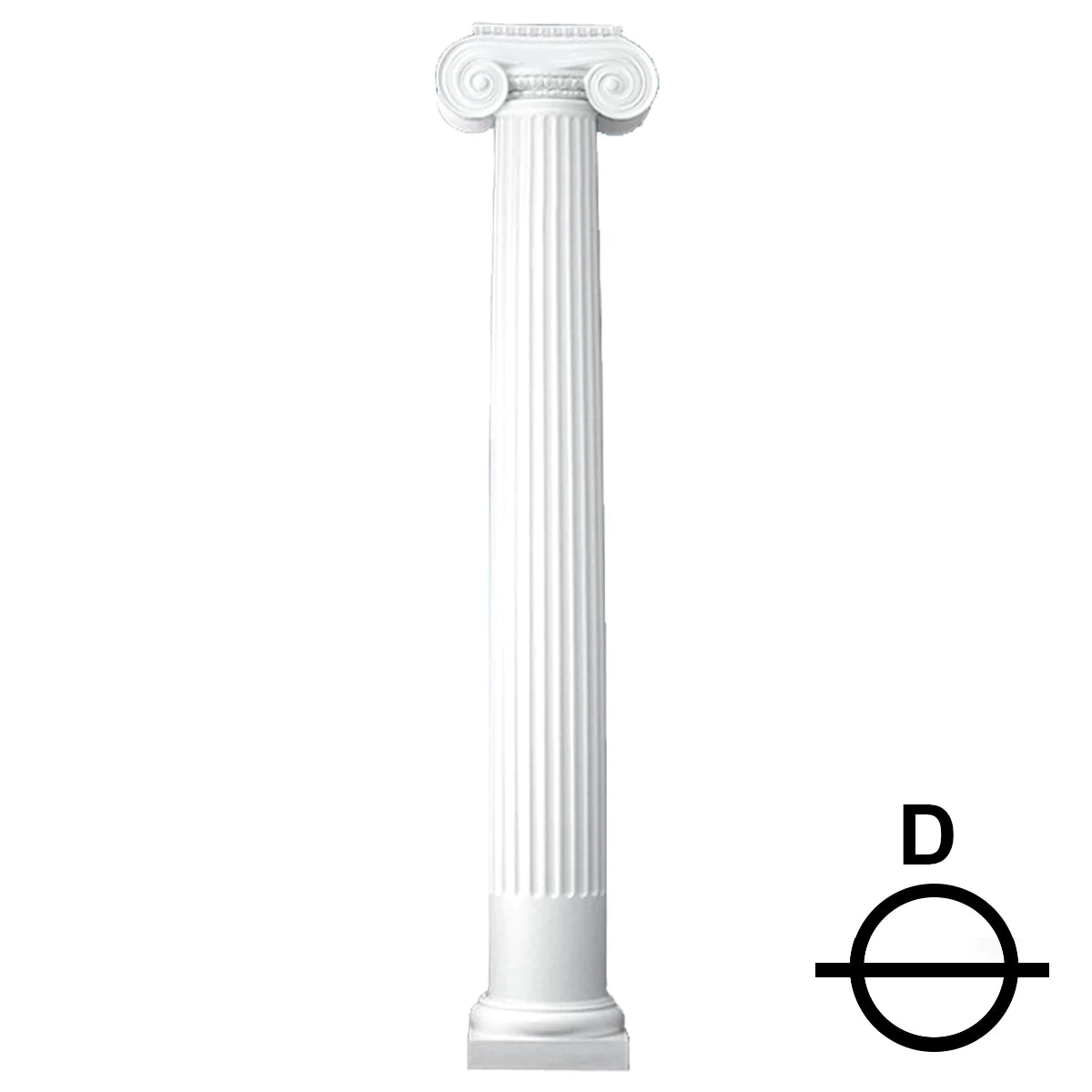 10 Inch Diameter Round Fiberglass Column - Tapered, Fluted - WorthingtonCast™ - Greek Erechtheum Capital and Tuscan Base