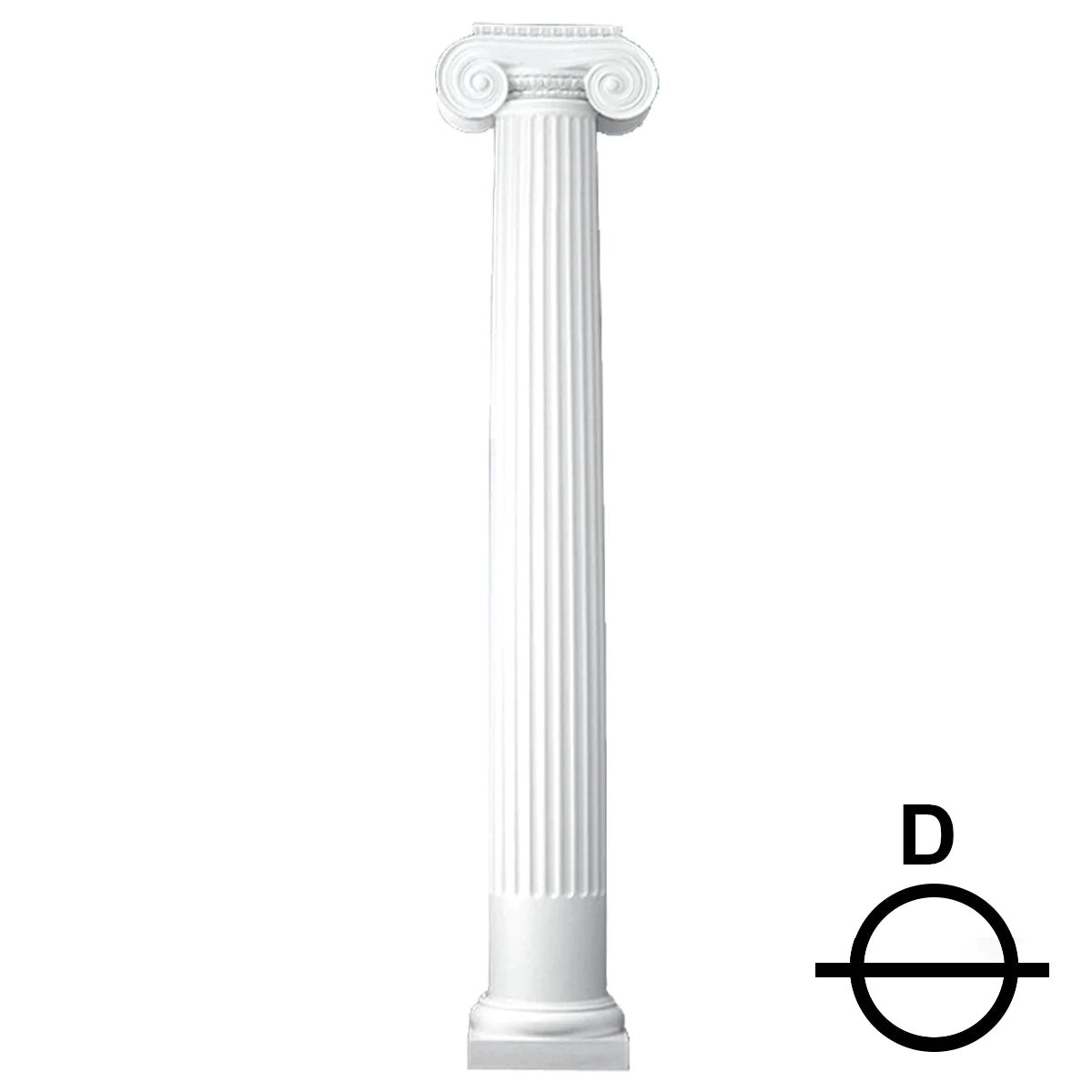 16 Inch Diameter Round Fiberglass Column - Tapered, Fluted - WorthingtonCast™ - Greek Erechtheum Capital and Tuscan Base