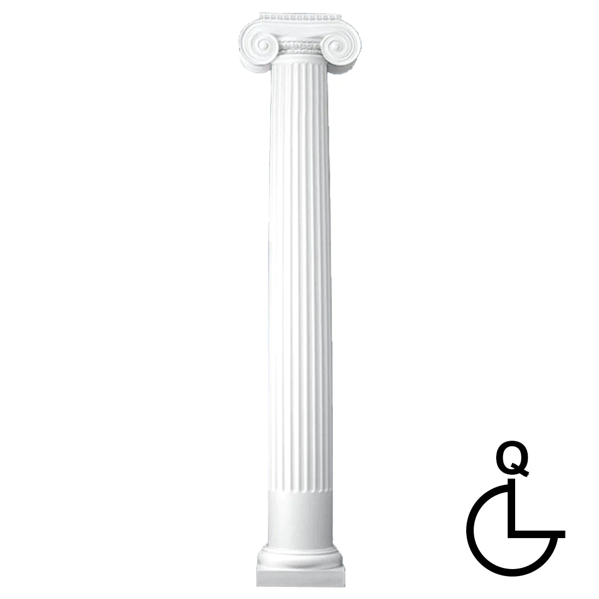 6 Inch Diameter Round Fiberglass Column - Tapered, Fluted - WorthingtonCast™ - Greek Erechtheum Capital and Tuscan Base