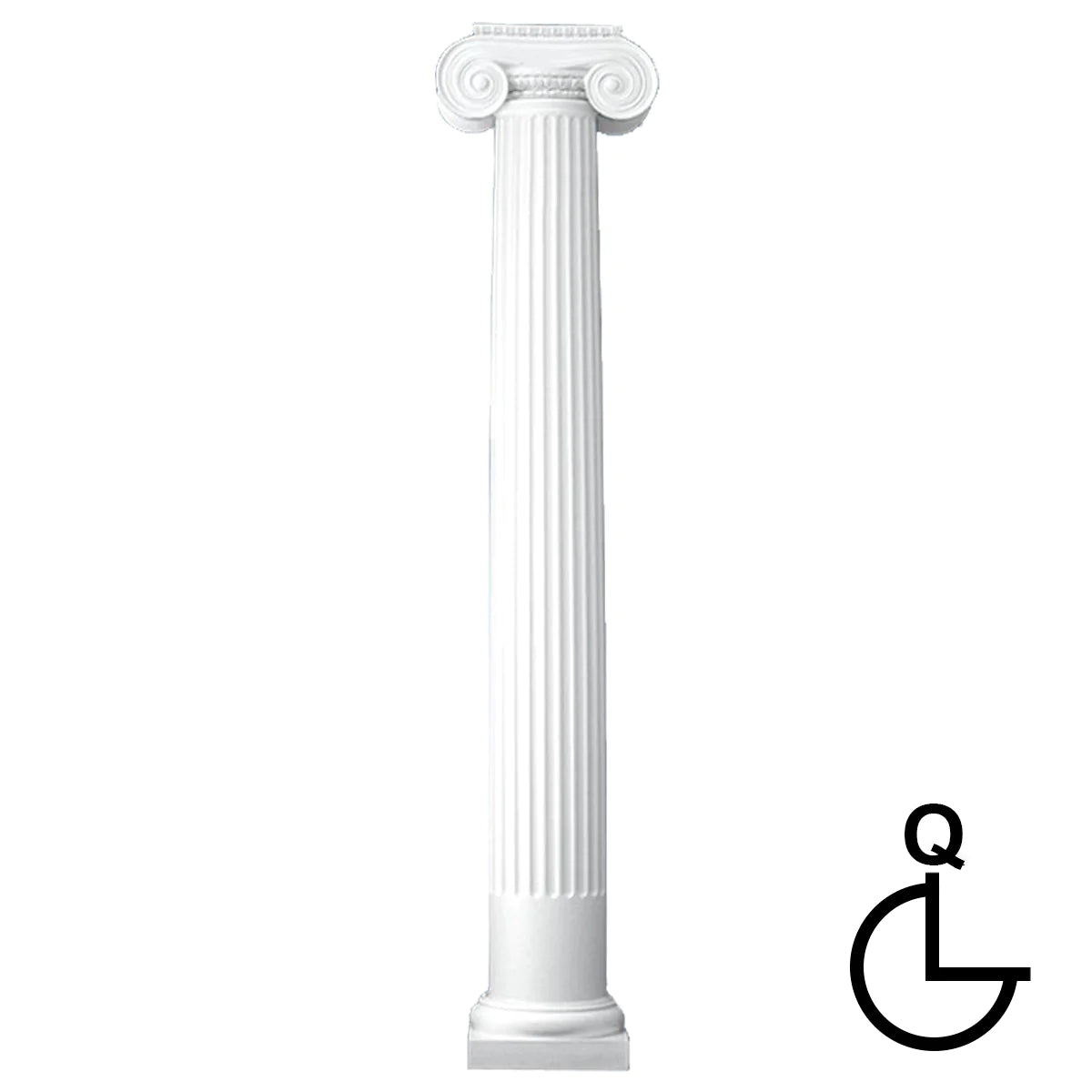 10 Inch Diameter Round Fiberglass Column - Tapered, Fluted - WorthingtonCast™ - Greek Erechtheum Capital and Tuscan Base
