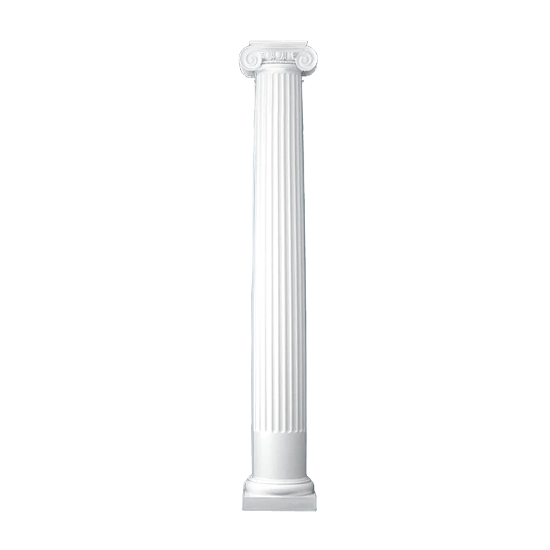 6 Inch Diameter Round Fiberglass Column - Tapered, Fluted - Roman Ionic Capital and Tuscan Base