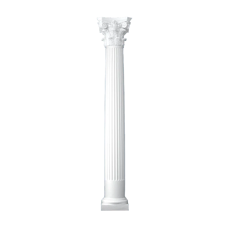 8 Inch Diameter Round Fiberglass Column - Tapered, Fluted - Modern Composite Capital and Tuscan Base
