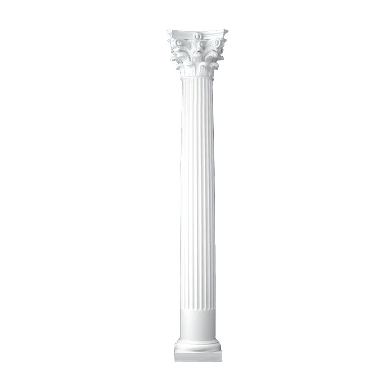 6 Inch Diameter Round Fiberglass Column - Tapered, Fluted - Roman Corinthian Capital and Tuscan Base