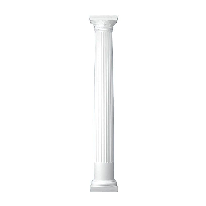 6 Inch Diameter Round Fiberglass Column - Tapered, Fluted - Roman Doric Capital and Tuscan Base