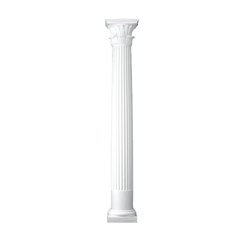 6 Inch Diameter Round Fiberglass Column - Tapered, Fluted - Temple of Winds Capital and Tuscan Base