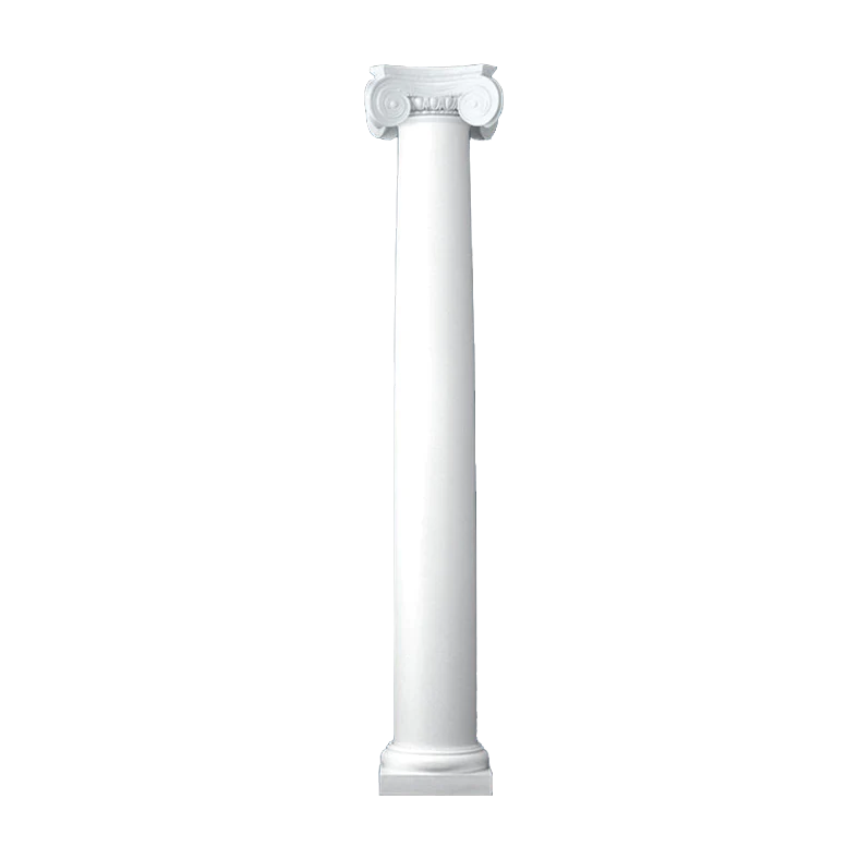 6 Inch Diameter Round Fiberglass Column - Tapered, Plain - Greek Angular Ionic Capital and Tuscan Base