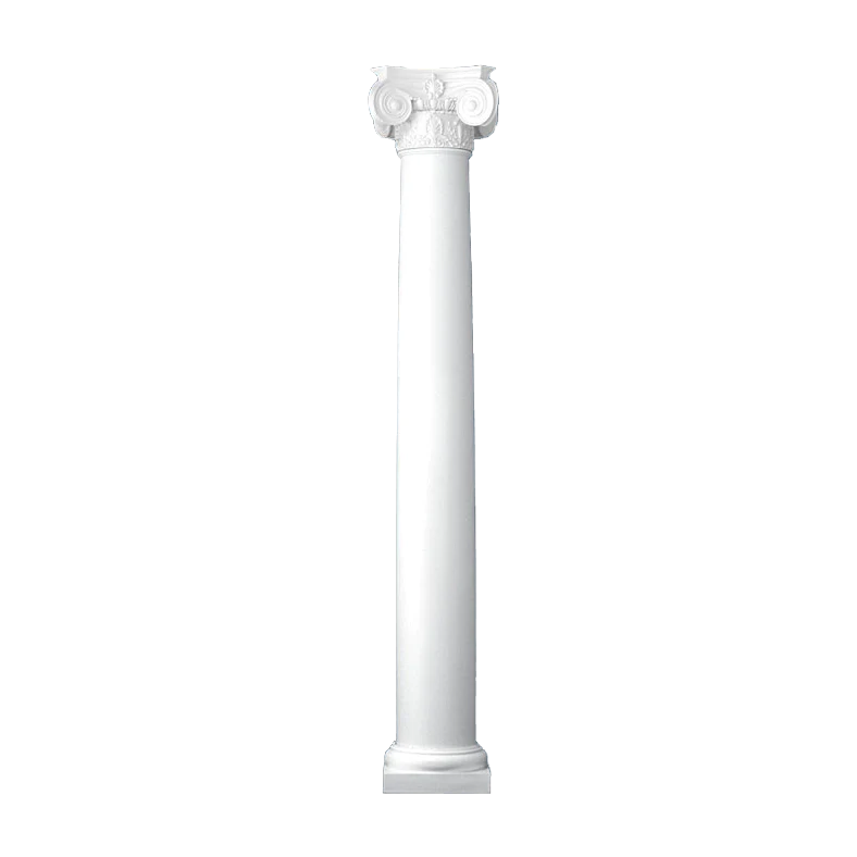 6 Inch Diameter Round Fiberglass Column - Tapered, Plain - Empire with Neck Capital and Tuscan Base