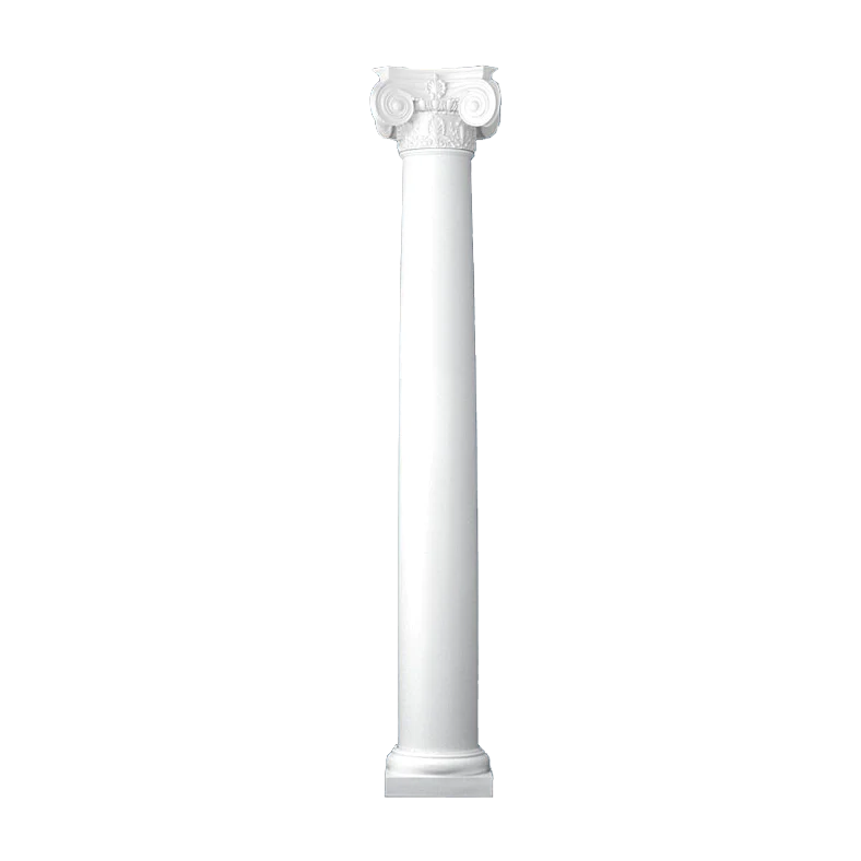 10 Inch Diameter Round Fiberglass Column - Tapered, Plain - Empire with Neck Capital and Tuscan Base