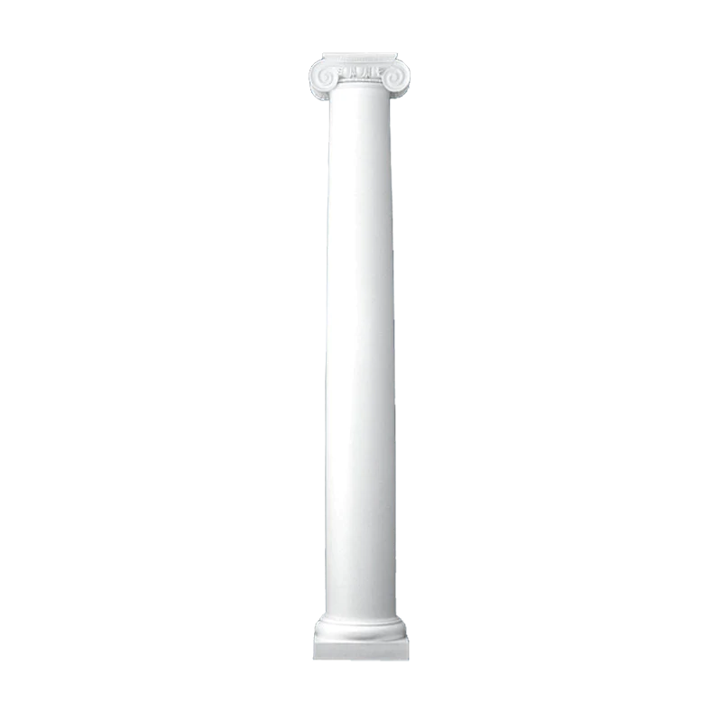 22 Inch Diameter Round Fiberglass Column - Tapered, Plain - Roman Ionic Capital and Tuscan Base