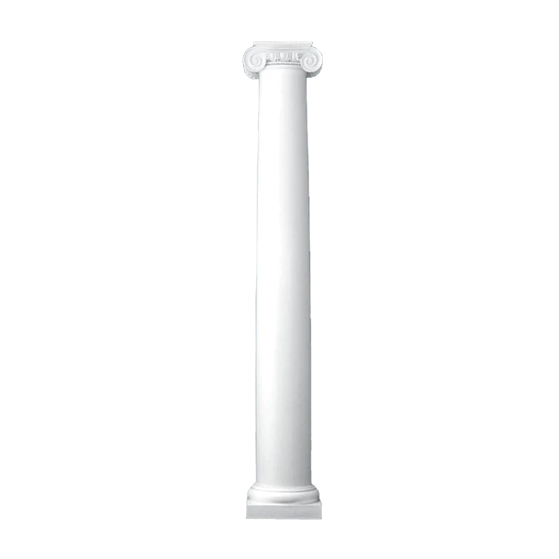 20 Inch Diameter Round Fiberglass Column - Tapered, Plain - Roman Ionic Capital and Tuscan Base