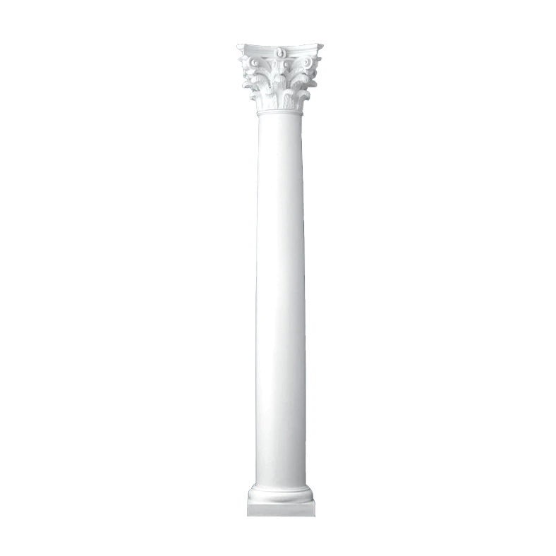 6 Inch Diameter Round Fiberglass Column - Tapered, Plain - Roman Corinthian Capital and Tuscan Base