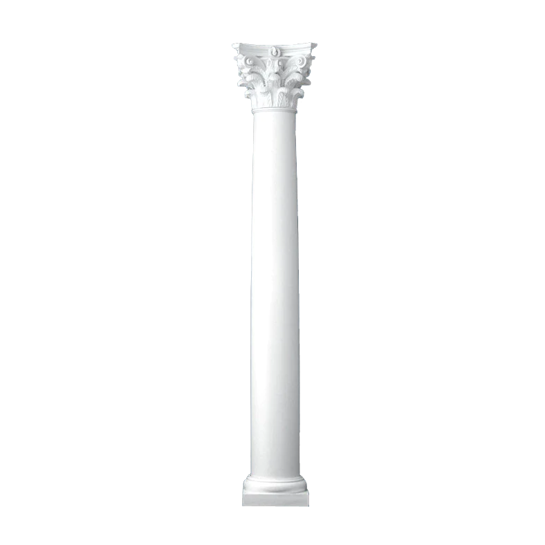 18 Inch Diameter Round Fiberglass Column - Tapered, Plain - Roman Corinthian Capital and Tuscan Base