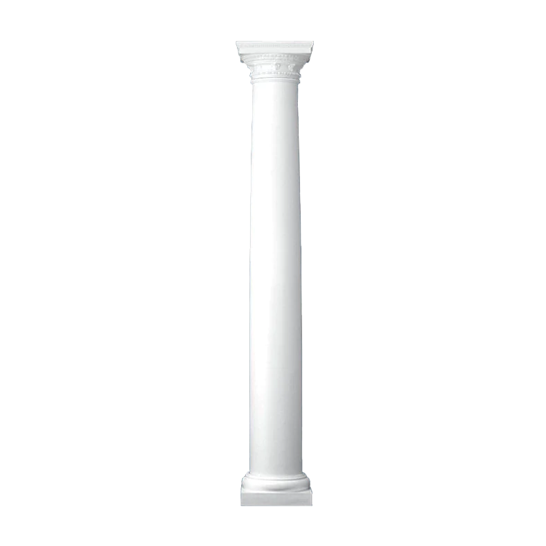 6 Inch Diameter Round Fiberglass Column - Tapered, Plain - Roman Doric Capital and Tuscan Base