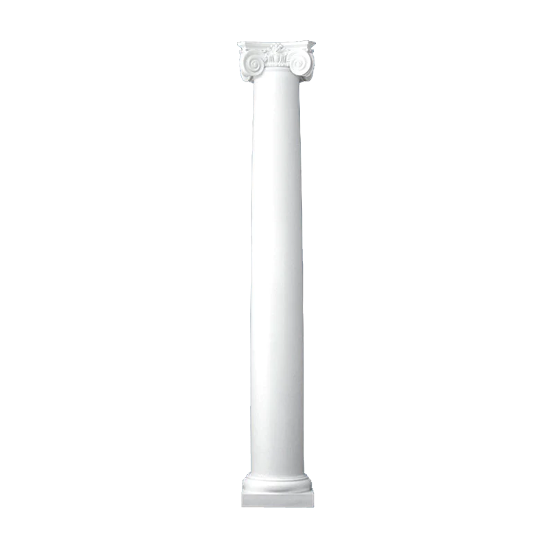 14 Inch Diameter Round Fiberglass Column - Tapered, Plain - Scamozzi Capital and Tuscan Base
